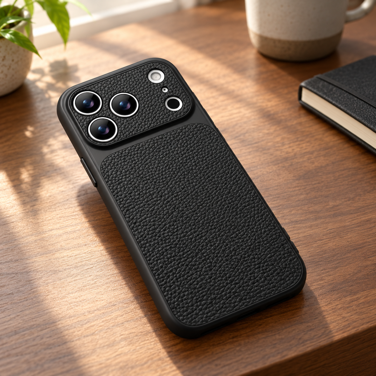 Avontic PebbleCraft Textured Case — desk lifestyle view