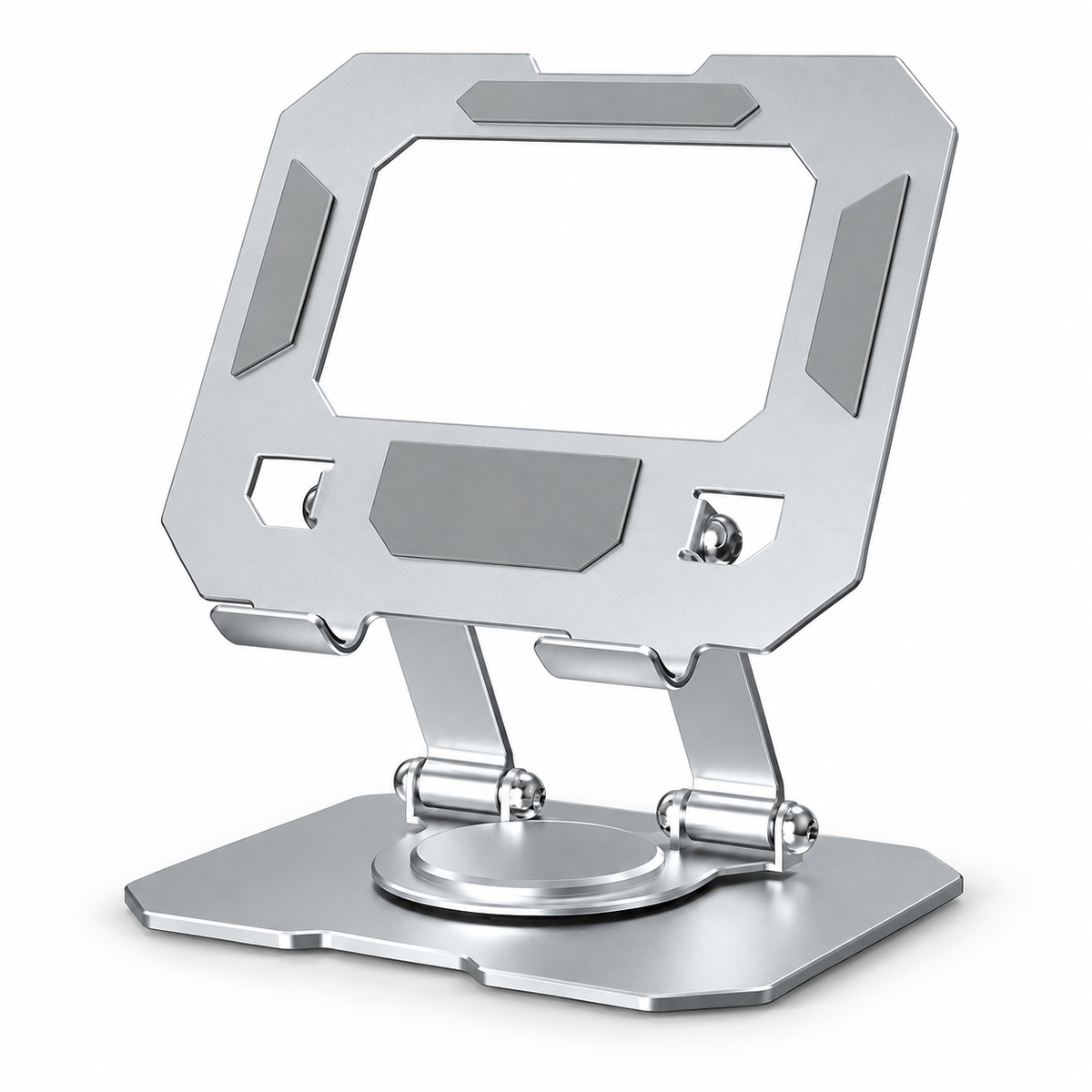 Avontic Pivot 360 tablet stand in Frost Silver on a white background