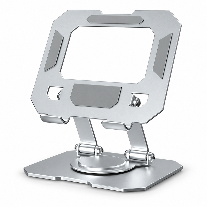 Avontic Pivot 360 tablet stand in Frost Silver on a white background
