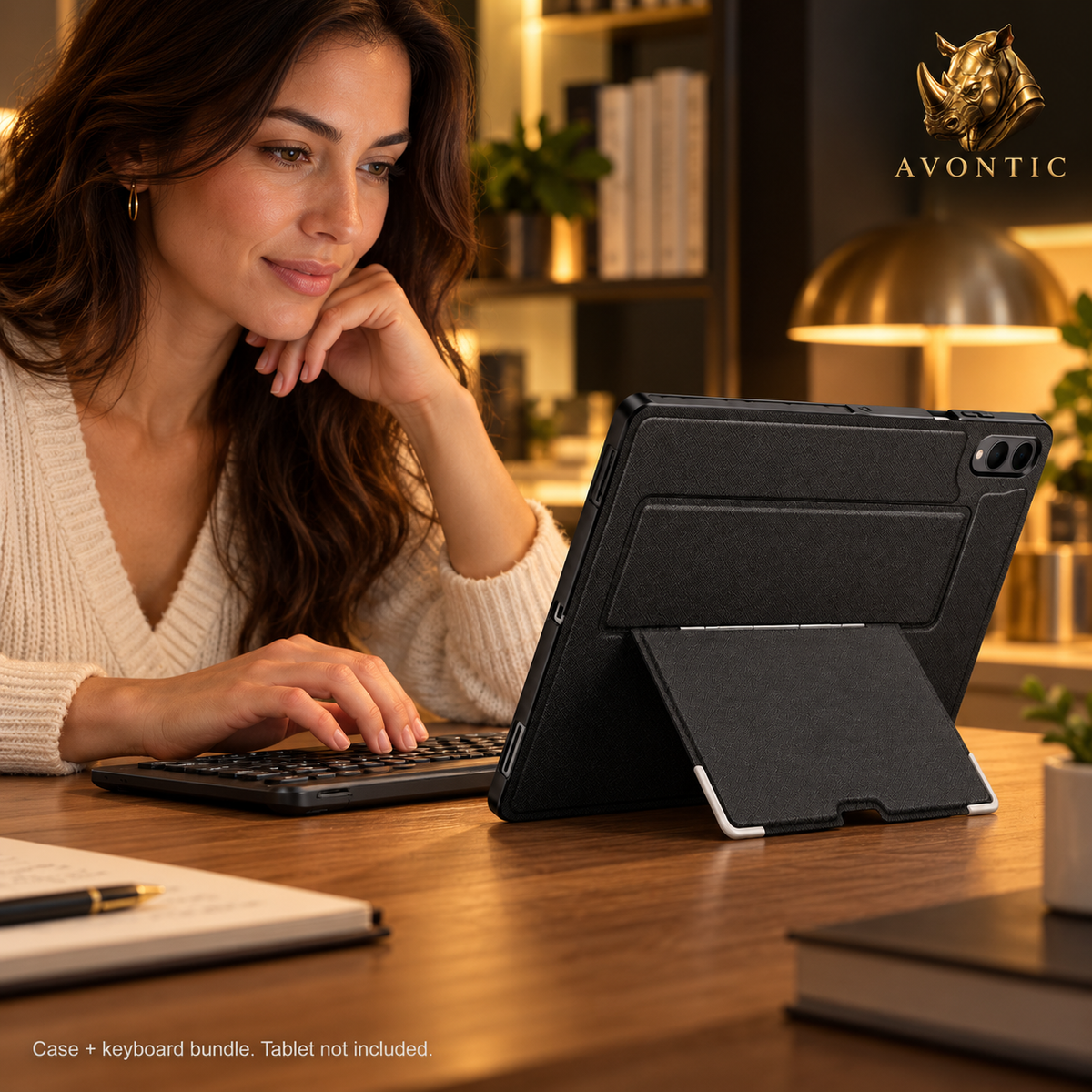 RhinoGuard Pivot Slim WorkForce — tablet case in use 3 — Avontic gold rhino branding