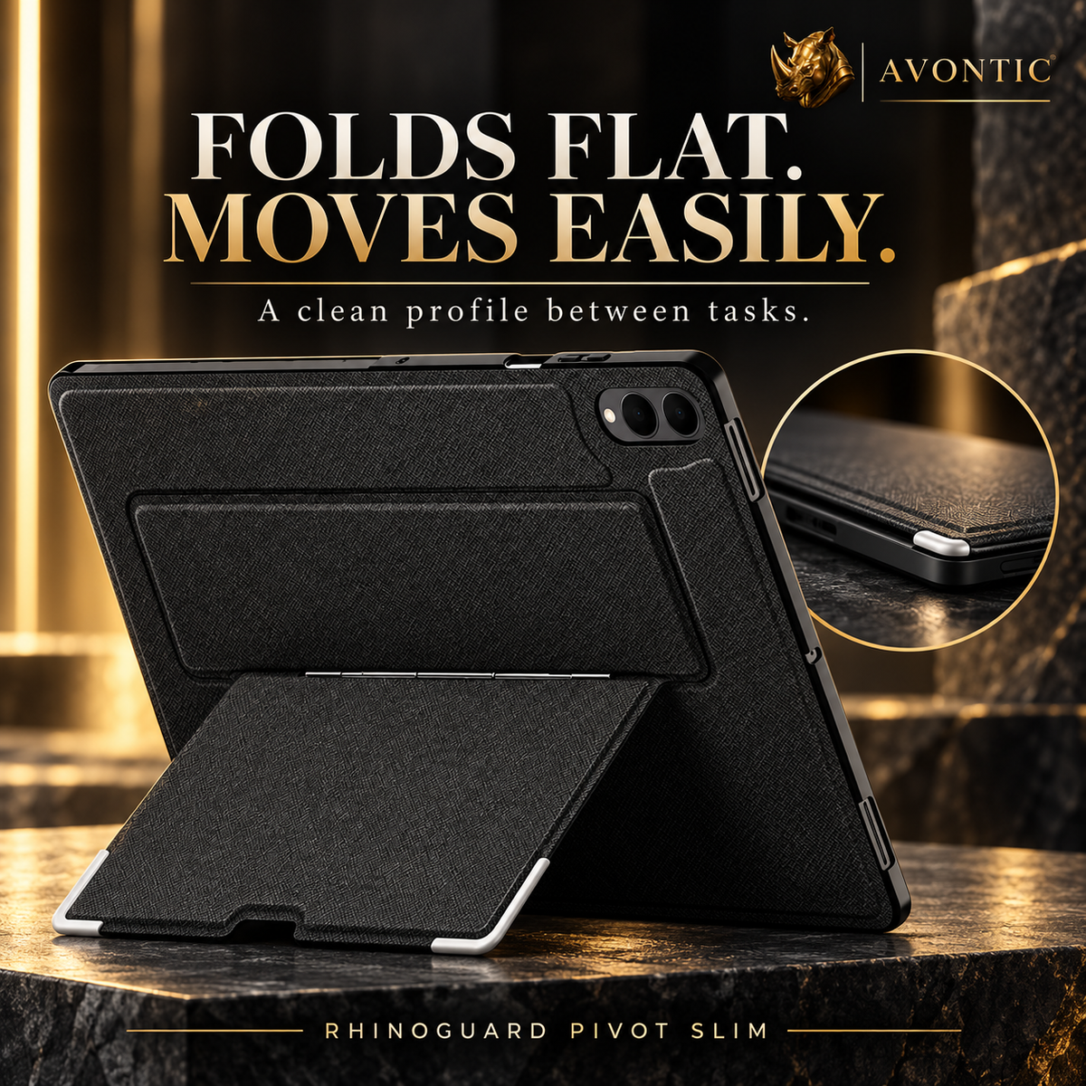 RhinoGuard Pivot Slim — product benefits 2 — Avontic gold rhino branding