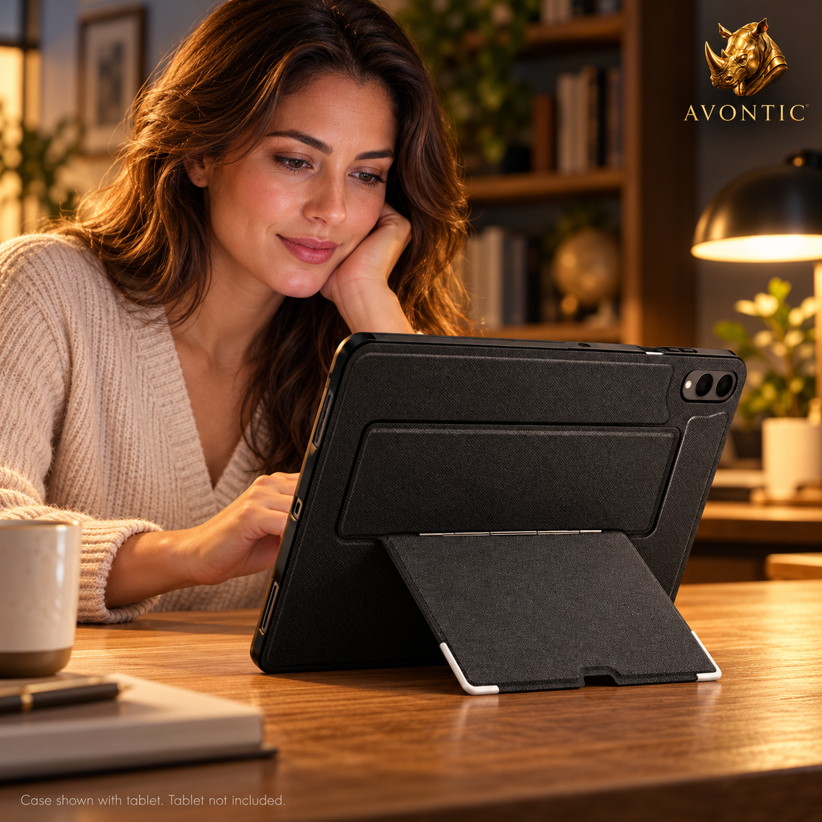 RhinoGuard Pivot Slim — tablet case in use 3 — Avontic gold rhino branding