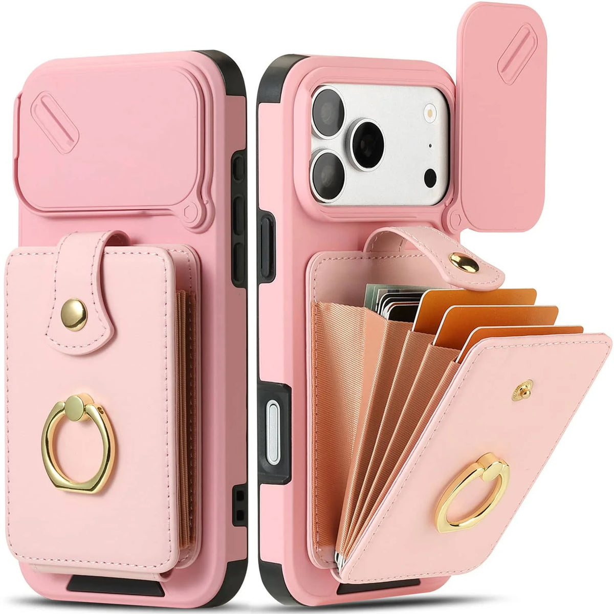 Avontic PocketVault LensSlide Pink Wallet RingStand Case — iPhone 18 Pro, iPhone 18 Pro Max