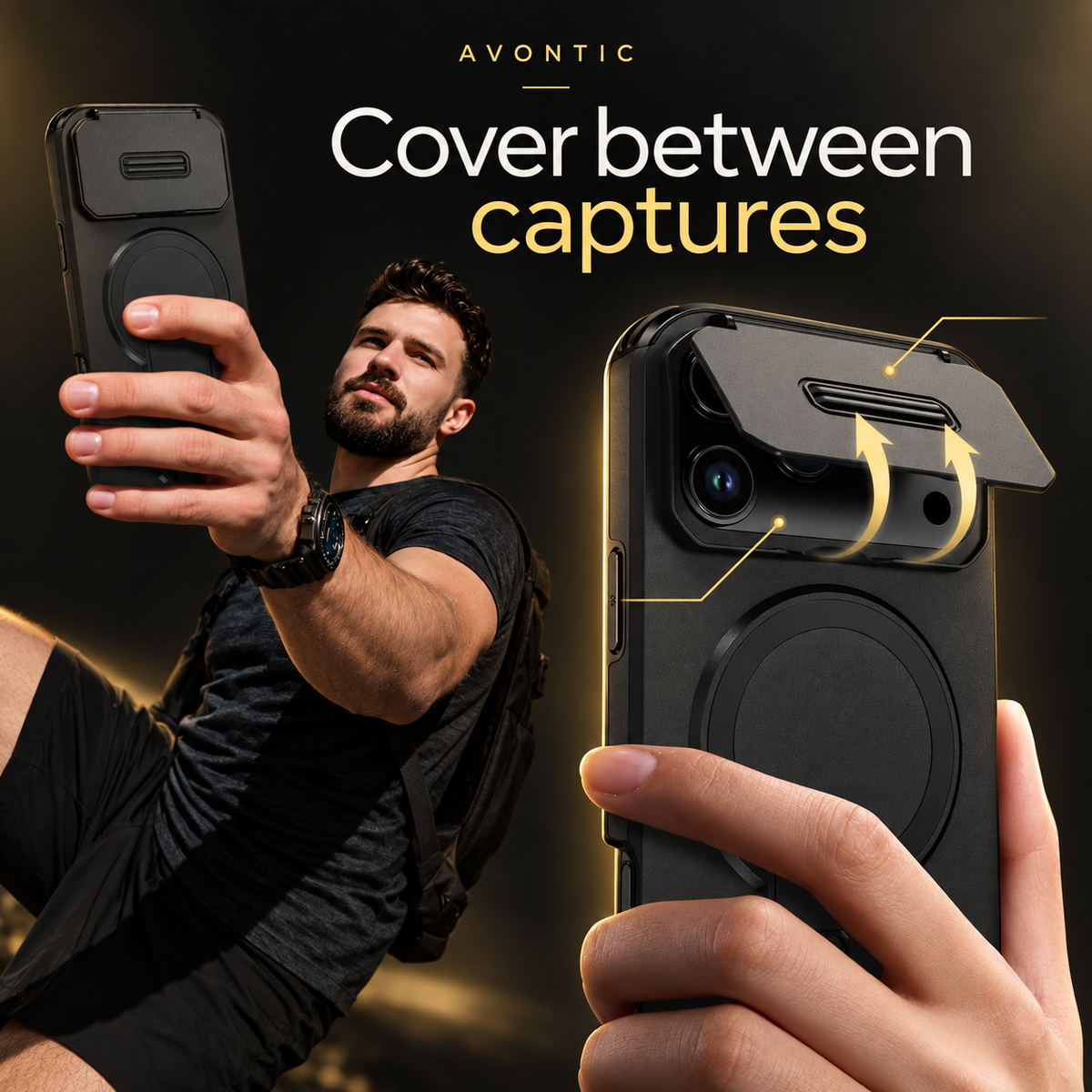 RhinoGuard StealthStand Magnetic Lens Cover Case — Cover between captures