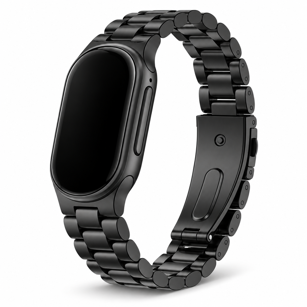 Avontic ArcSteel Stainless Steel Link Band, Black finish; tracker shown for fit, not included