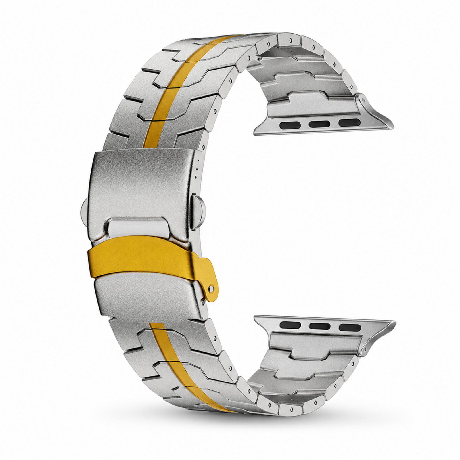 Avontic RidgeSteel Titanium-Tone / Gold stainless steel band for Galaxy Watch Ultra and Ultra2 47mm on a clean background