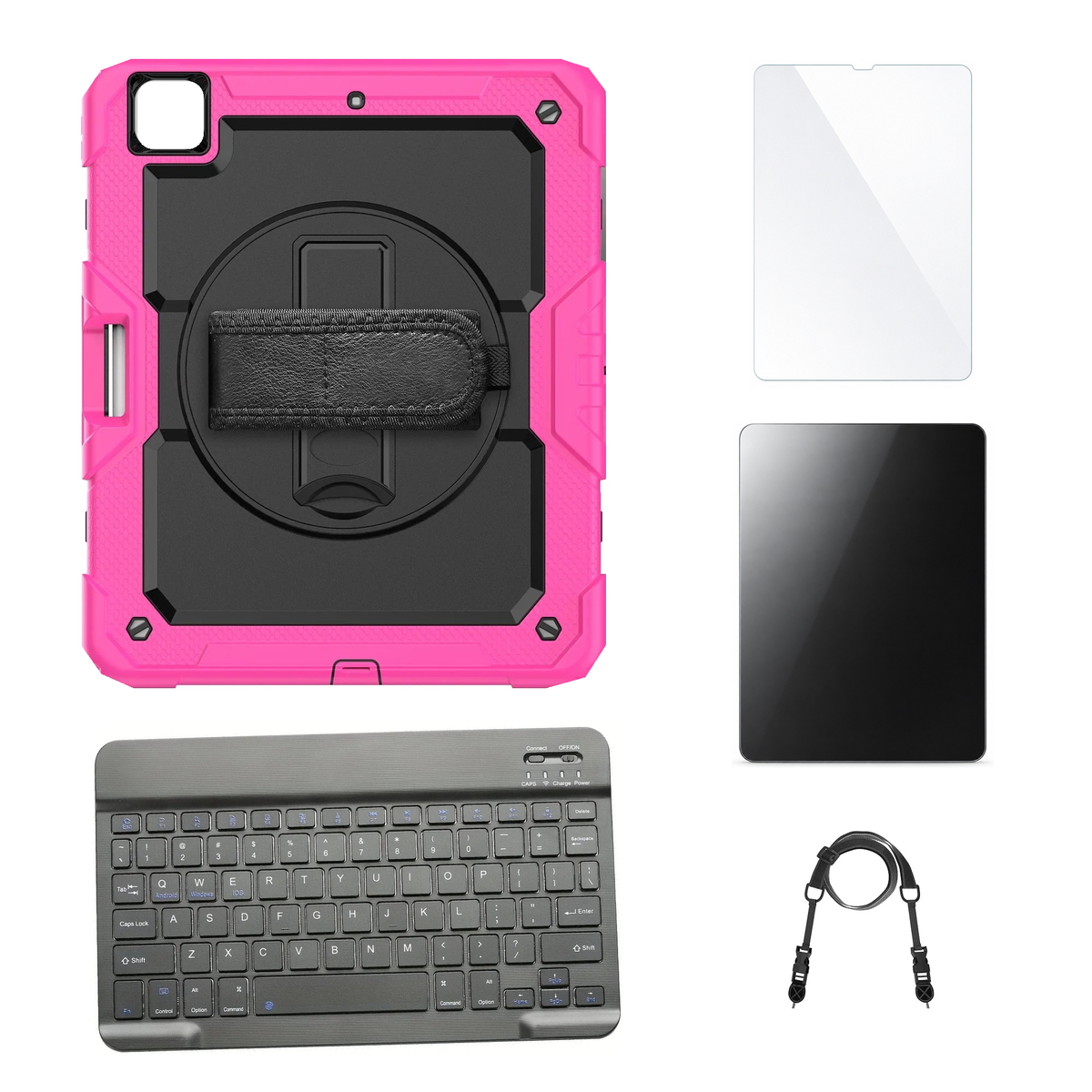 RhinoGuard Pro Black / Pink case with Black keyboard, shoulder strap, standard glass and additional privacy glass