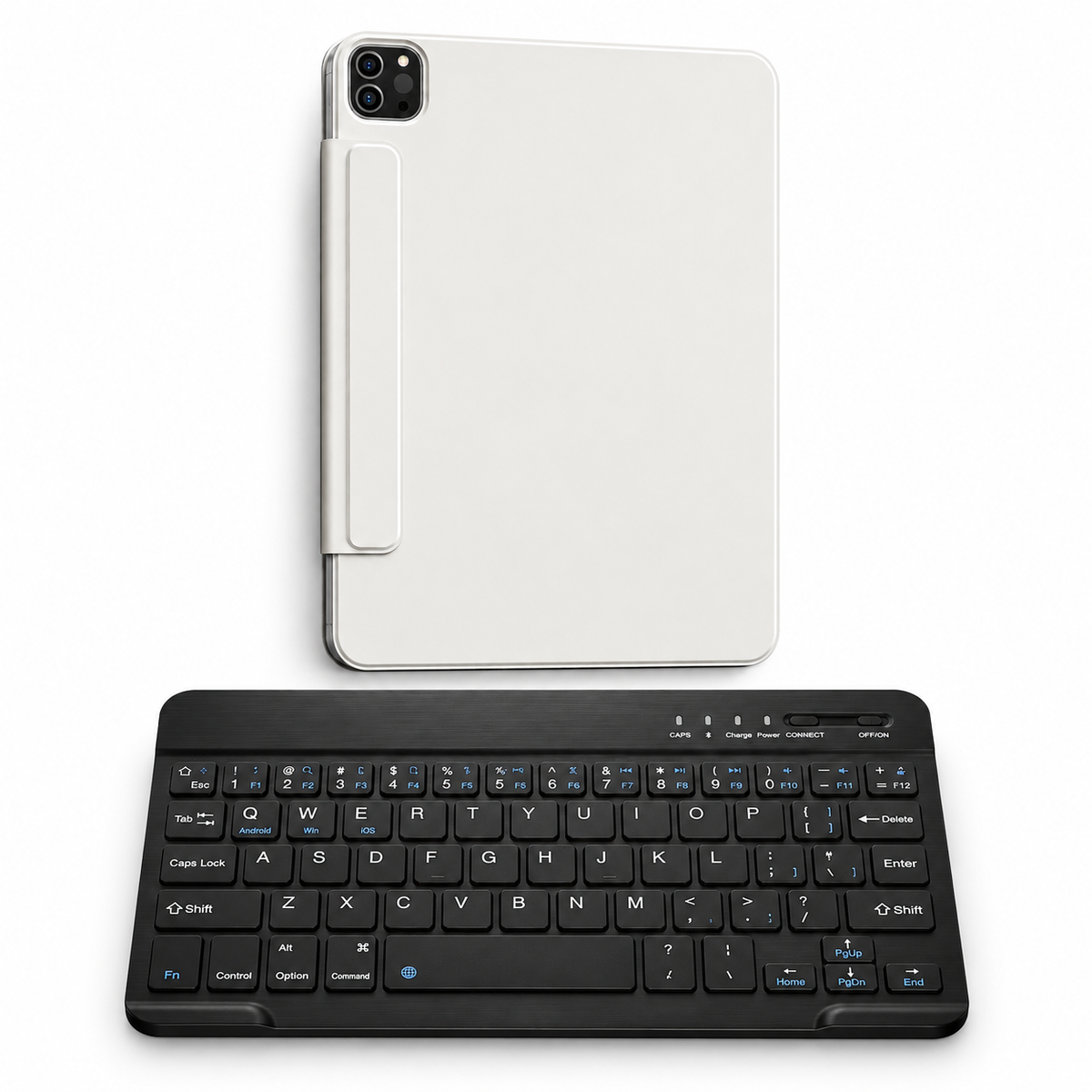 FormaLift Clarity Work — iPad Case + Keyboard Bundle, Cream White; all included bundle items on white. Representative iPad fit; tablet not included.