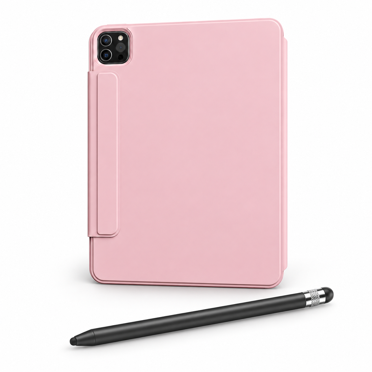 FormaLift Clarity Create — iPad Case + Stylus Bundle, Pink; all included bundle items on white. Representative iPad fit; tablet not included.