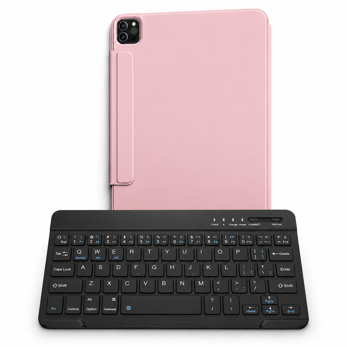 FormaLift Clarity Work — iPad Case + Keyboard Bundle, Pink; all included bundle items on white. Representative iPad fit; tablet not included.