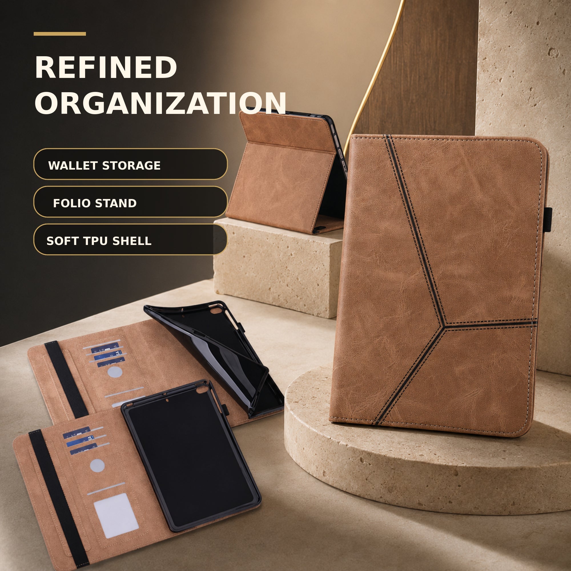 CrestFolio Signature Faux-Leather Wallet Case for iPad — product view 6