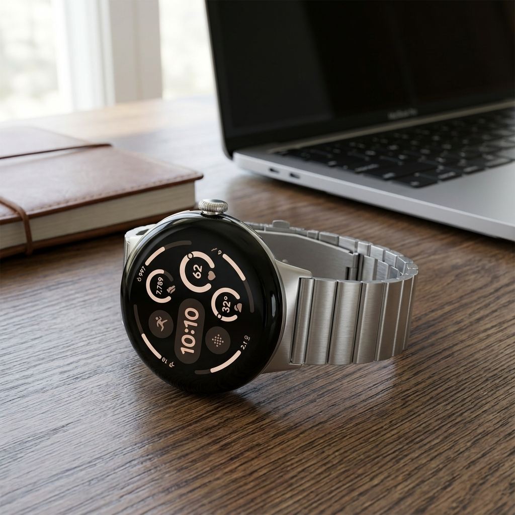 TitanGuard Pure Titanium Link Band for Google Pixel Watch 3 & 4 (45mm)