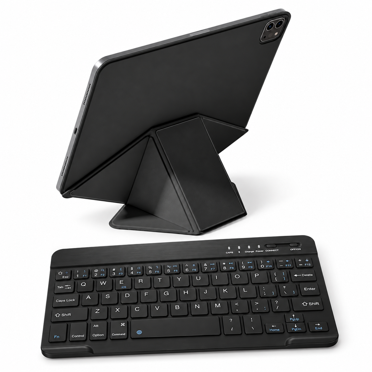 FormaLift Dynamic Work — iPad Case + Keyboard Bundle, Black; all included bundle items on white. iPad shown for fit, not included.