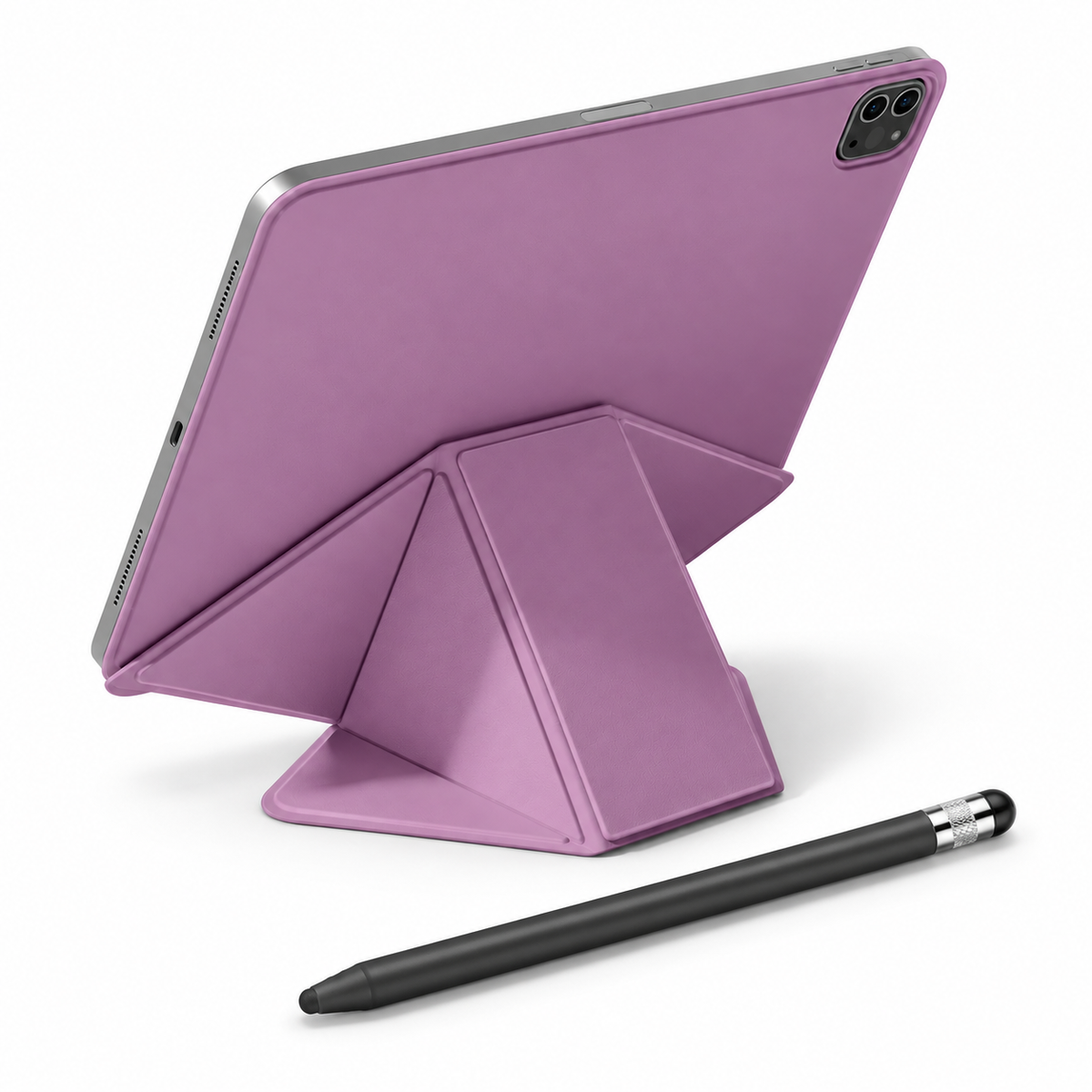 FormaLift Dynamic Create — iPad Case + Stylus Bundle, Sunset Purple; all included bundle items on white. iPad shown for fit, not included.