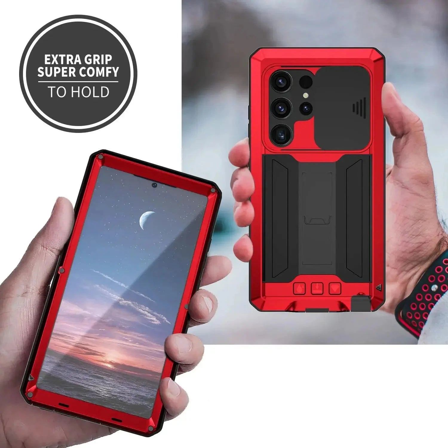 for Samsung Galaxy S24 Ultra 5G Case, Military Grade Full-Body Rugged with Built-in Kickstand Slide Camera Protective Cover Case Pinnacle Luxuries