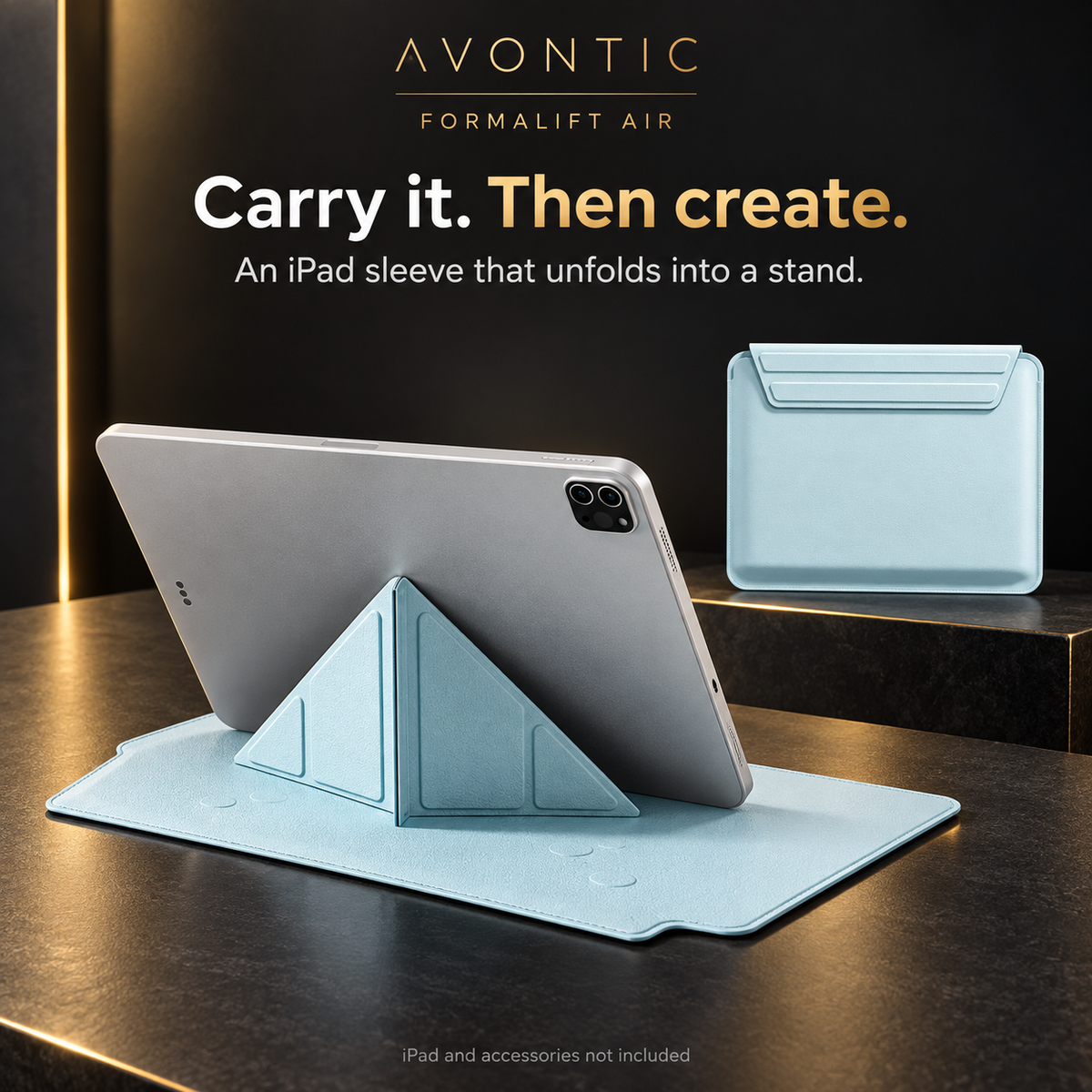 Avontic FormaLift Air iPad sleeve and folding stand feature-01