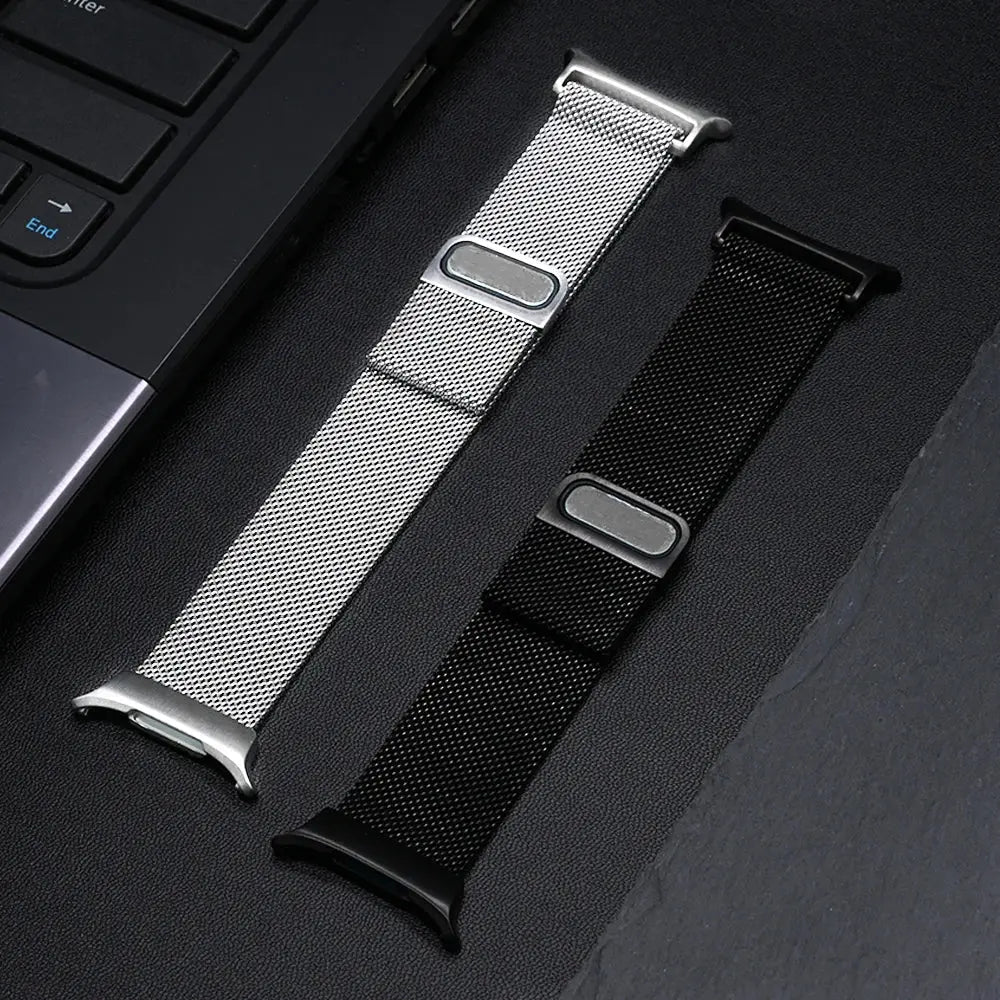 GalaxyMesh Pro black and silver magnetic mesh band color comparison
