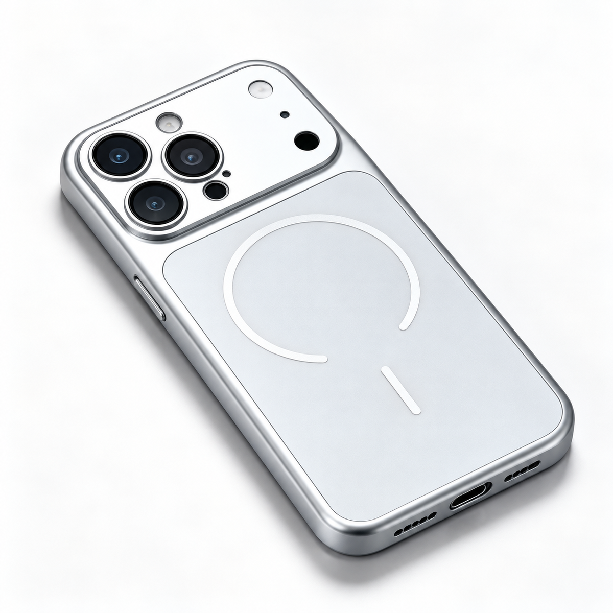 LumaEdge magnetic phone case in Silver; model-specific design varies