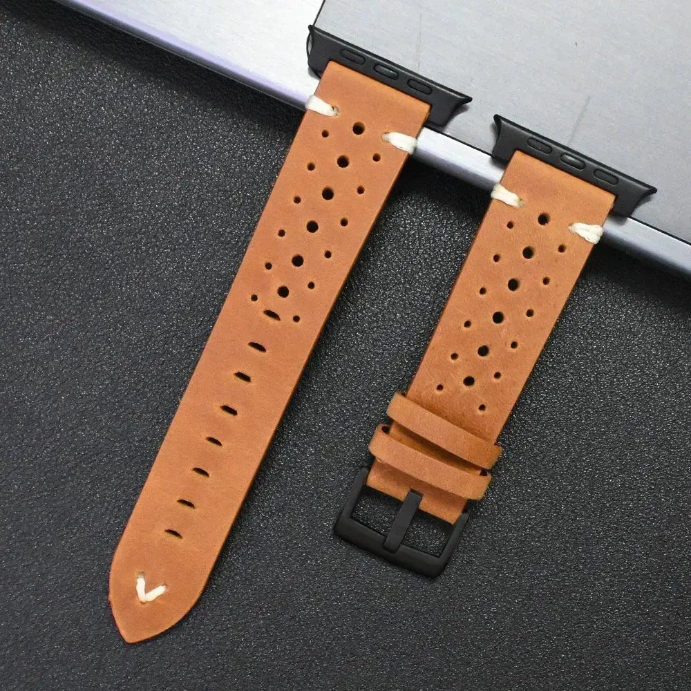 Titanium-Connector Leather Sport Band for Apple Watch Ultra 3/2/1 (49mm) & Series 11/10/9/8/7/SE/6/5/4/3 (46/42/45/41/44/40/42/38mm) — product view 2