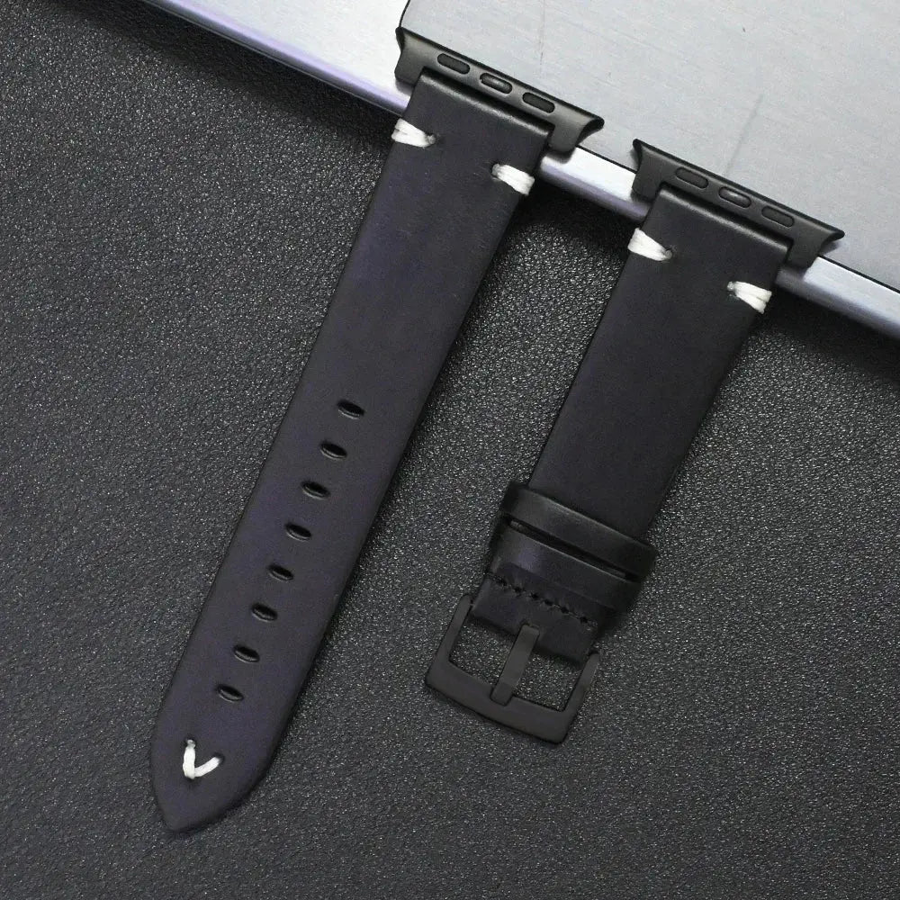 Titanium-Connector Leather Sport Band for Apple Watch Ultra 3/2/1 (49mm) & Series 11/10/9/8/7/SE/6/5/4/3 (46/42/45/41/44/40/42/38mm)