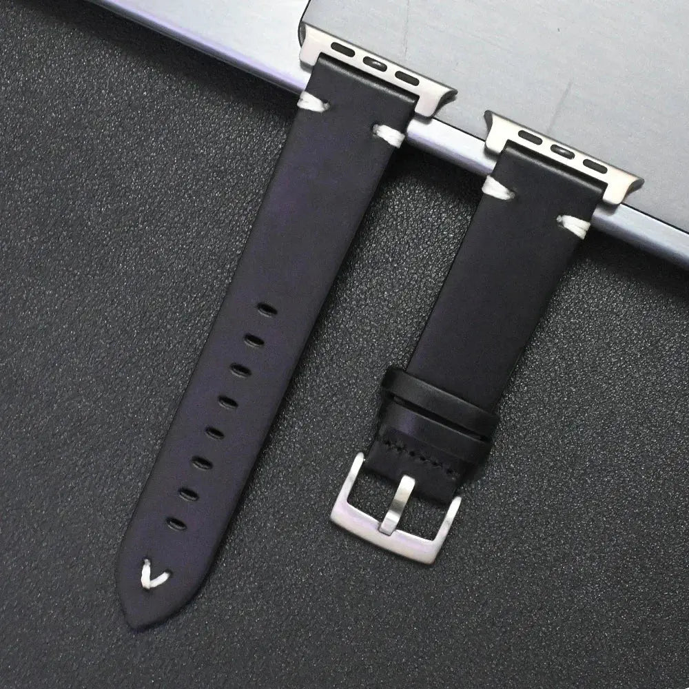 Titanium-Connector Leather Sport Band for Apple Watch Ultra 3/2/1 (49mm) & Series 11/10/9/8/7/SE/6/5/4/3 (46/42/45/41/44/40/42/38mm)