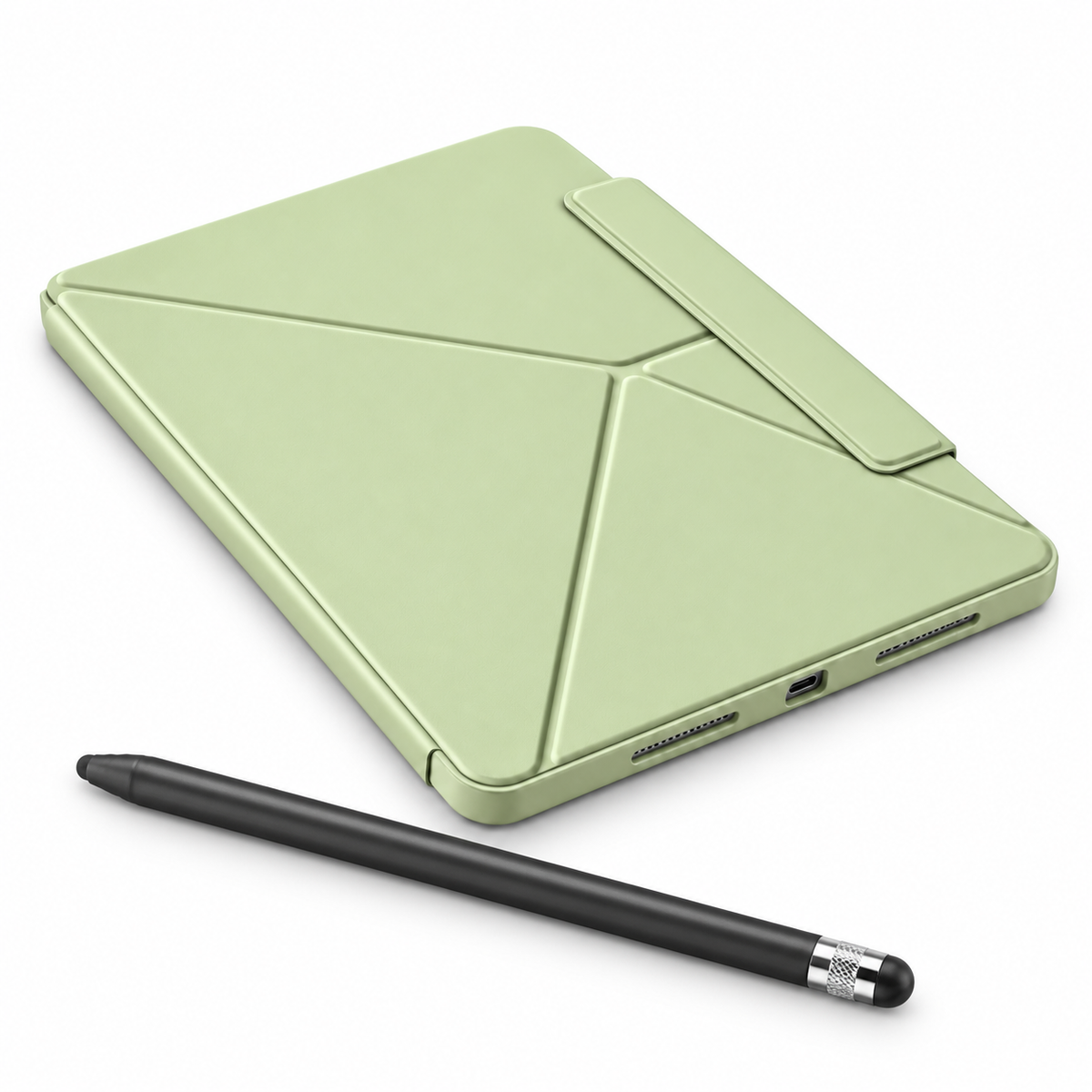 FormaLift Pivot Create — iPad Case + Stylus Bundle, Green; all included bundle items on white. Representative iPad fit; tablet not included.