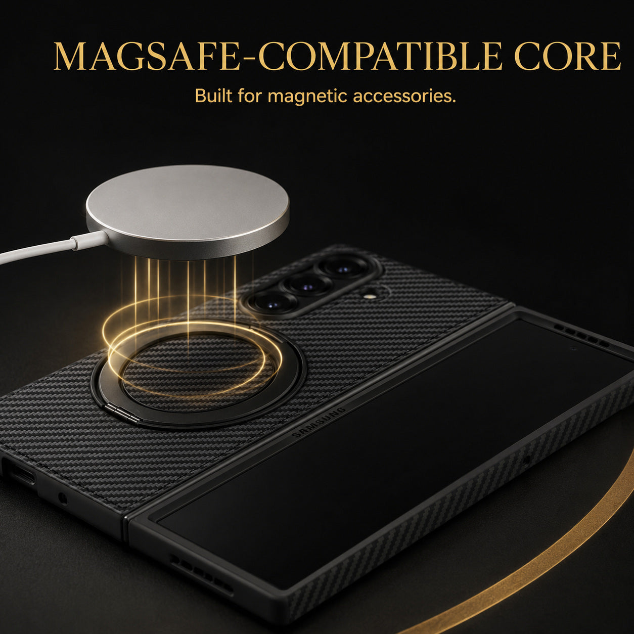 RhinoGuard CarbonArc — Samsung Galaxy Z Fold MagSafe Stand Case — product view 3