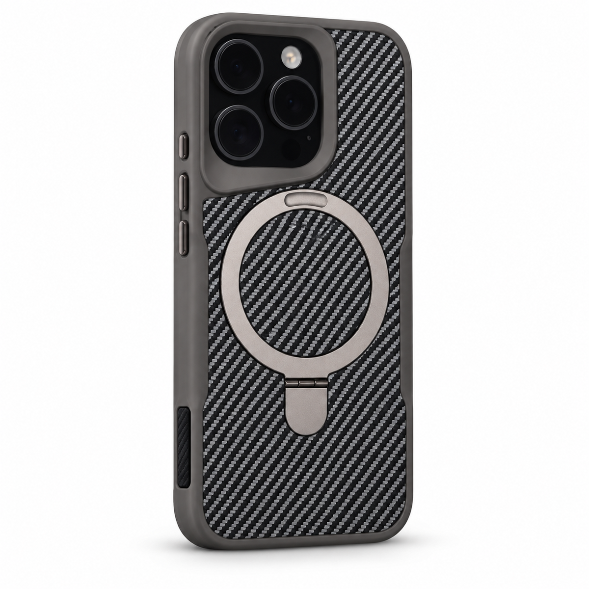 RhinoGuard CarbonPivot Magnetic RingStand Case in Gray on a white background