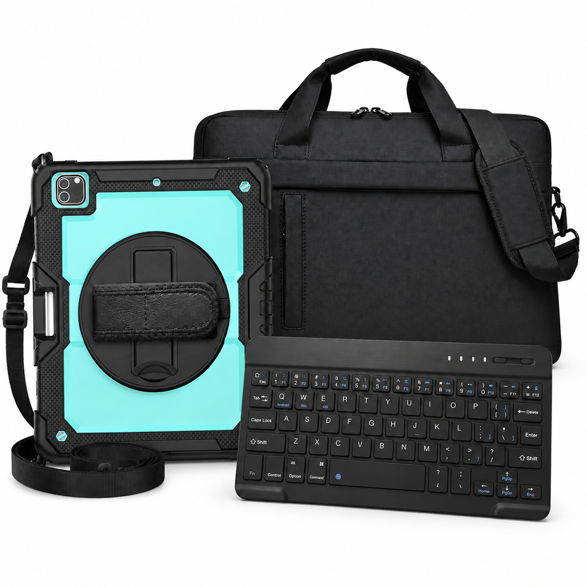RhinoGuard Pro WorkForce Transit bundle: Aqua / Black case with black 10-inch keyboard and black carry bag