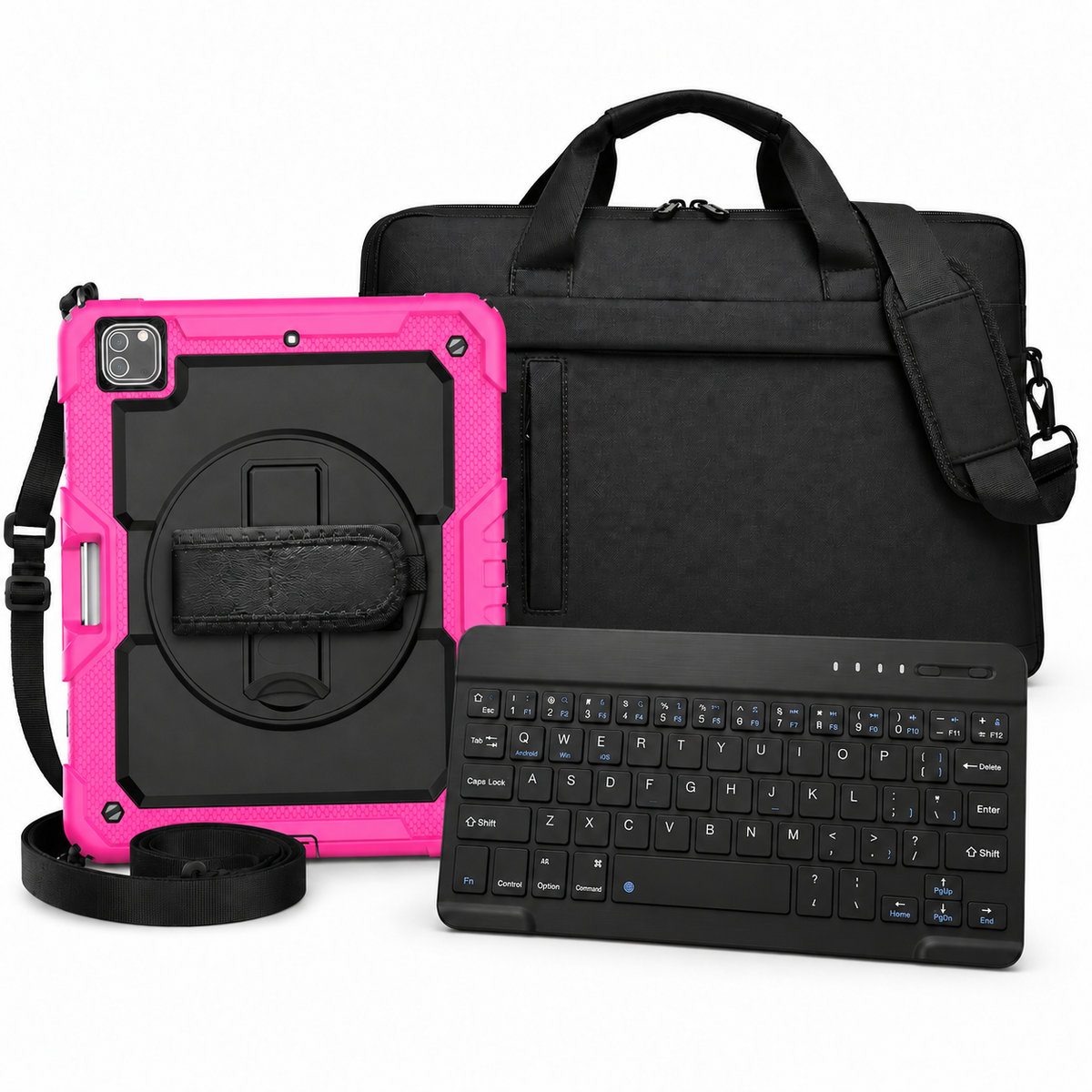 RhinoGuard Pro WorkForce Transit bundle: Black / Pink case with black 10-inch keyboard and black carry bag