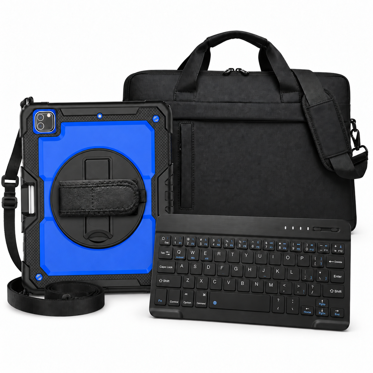 RhinoGuard Pro WorkForce Transit bundle: Blue / Black case with black 10-inch keyboard and black carry bag