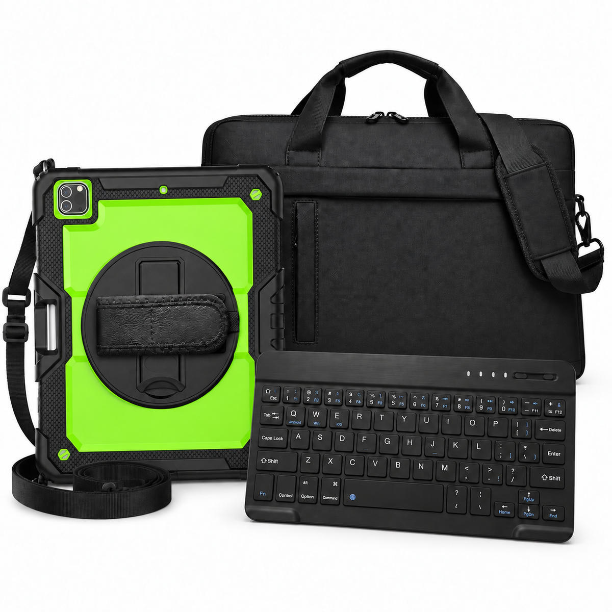 RhinoGuard Pro WorkForce Transit bundle: Green / Black case with black 10-inch keyboard and black carry bag