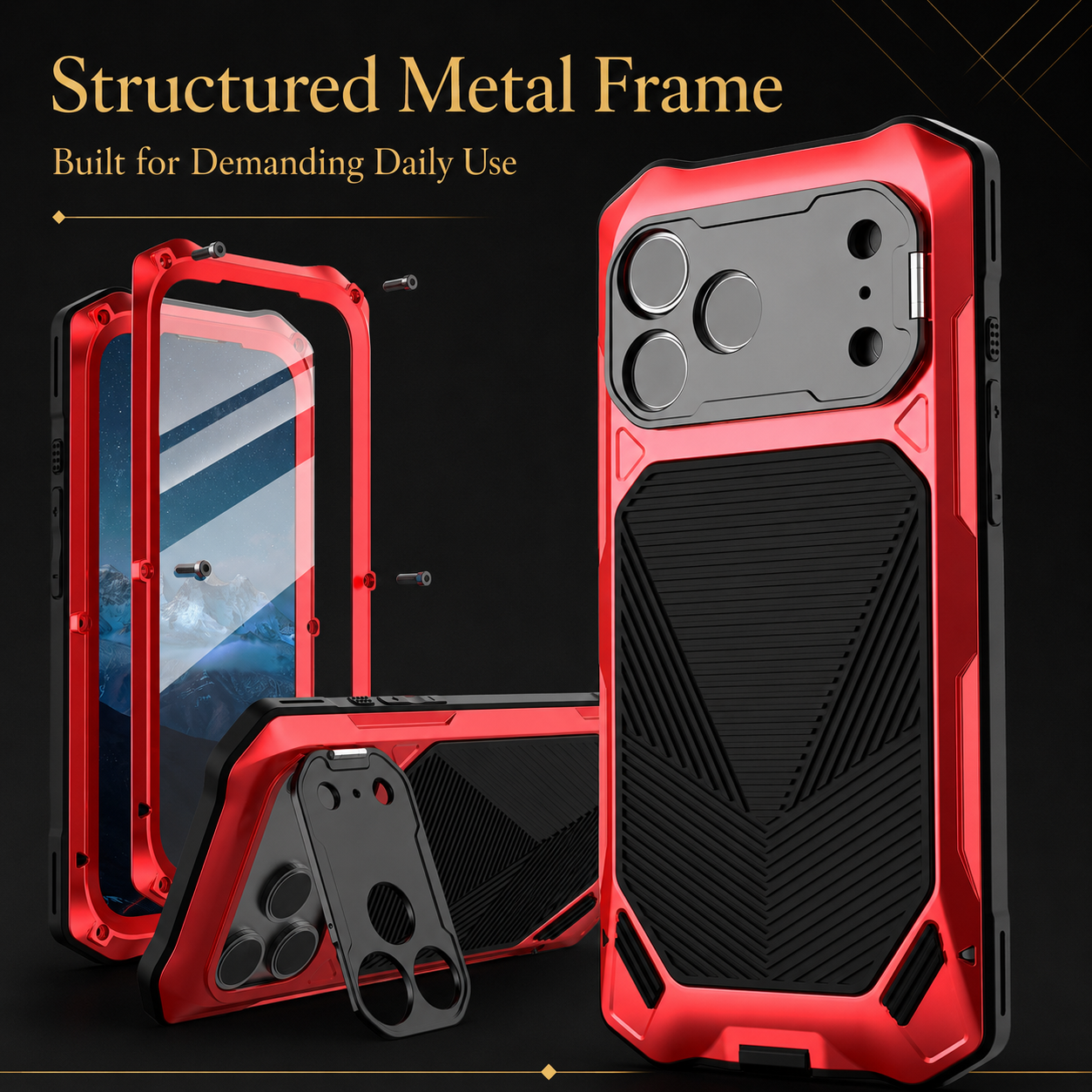 RhinoGuard Regent — iPhone 17 Series & iPhone Air Metal Case with Built-In Screen Defense — product view 4