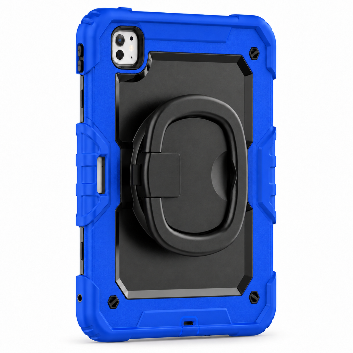 RhinoGuard Traverse 360 case dark blue; black ring handle. Model-specific camera cutouts vary.