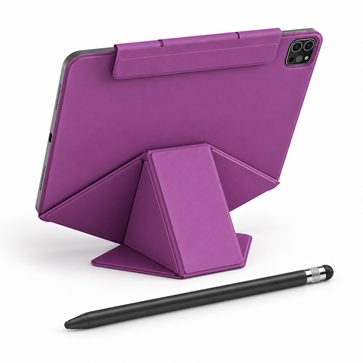 FormaLift Studio Create — iPad Case + Stylus Bundle, Sunset Purple; all included bundle items on white. Representative iPad fit; tablet not included.
