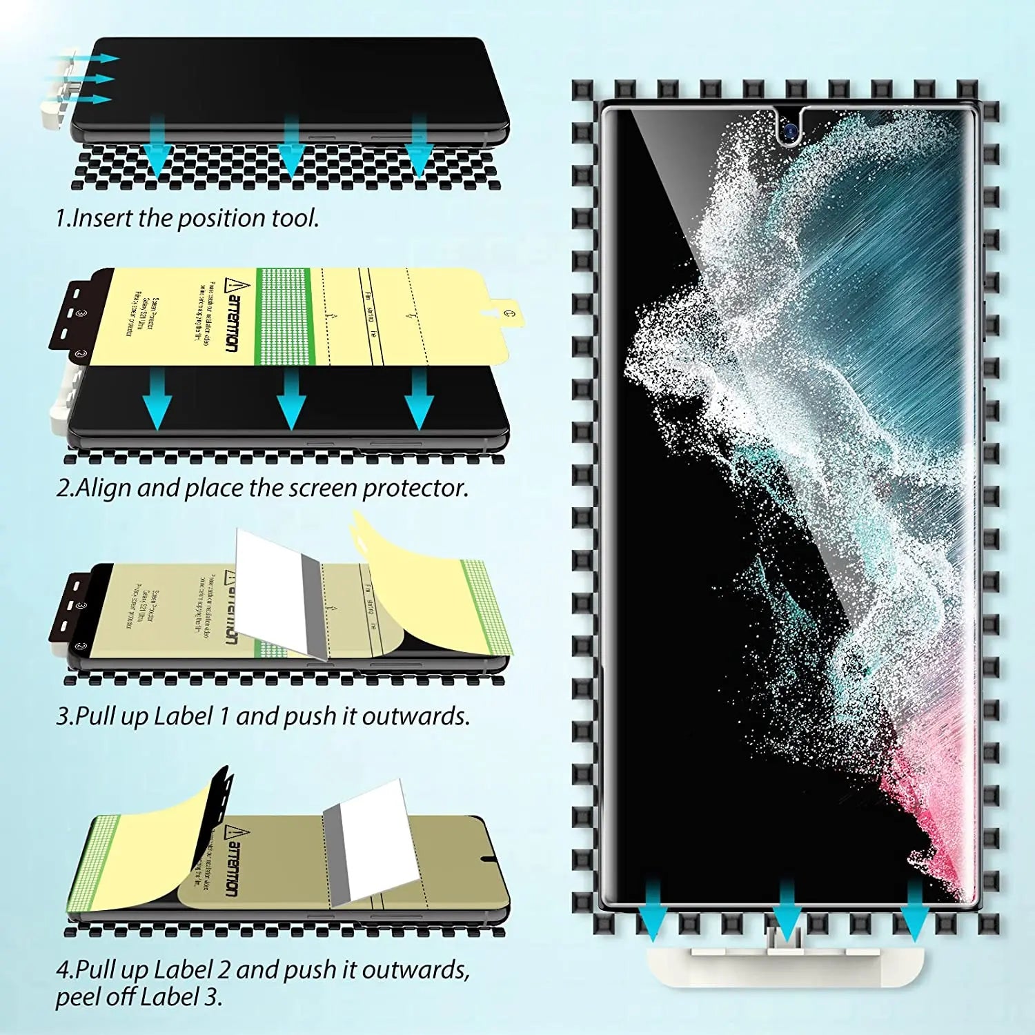 3 Pack Premium Screen Protectors For Samsung Galaxy S23 Ultra — product view 3