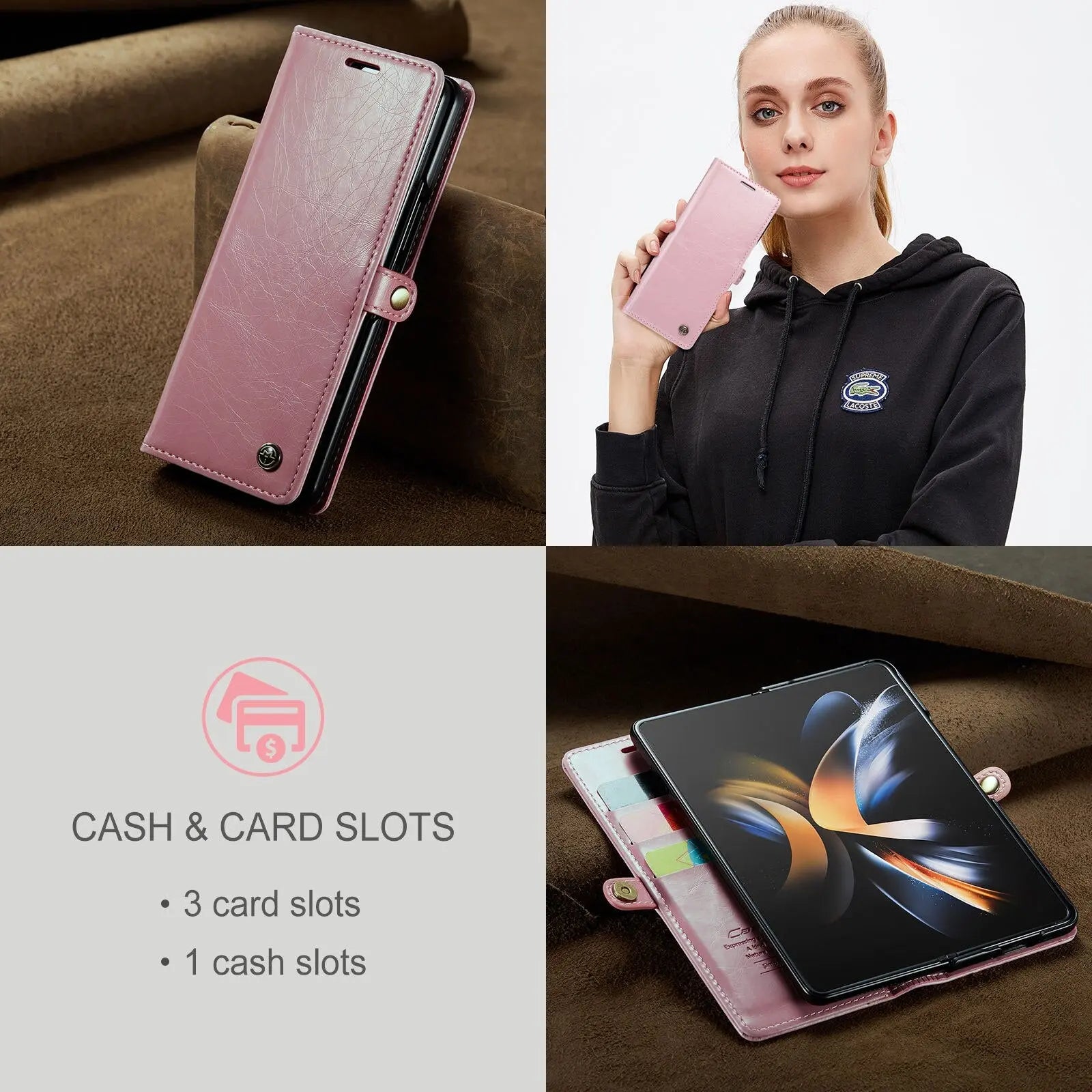 Premium Leather Wallet Case For Samsung Galaxy Z Fold 4 - Pinnacle Luxuries