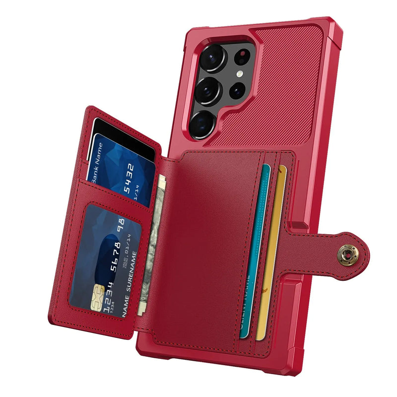 for Samsung Galaxy S23 Ultra Plus Credit Card Case PU Leather Flip Wallet Cover with Photo Holder Hard Back Cover for S22 Ultra - Avontic