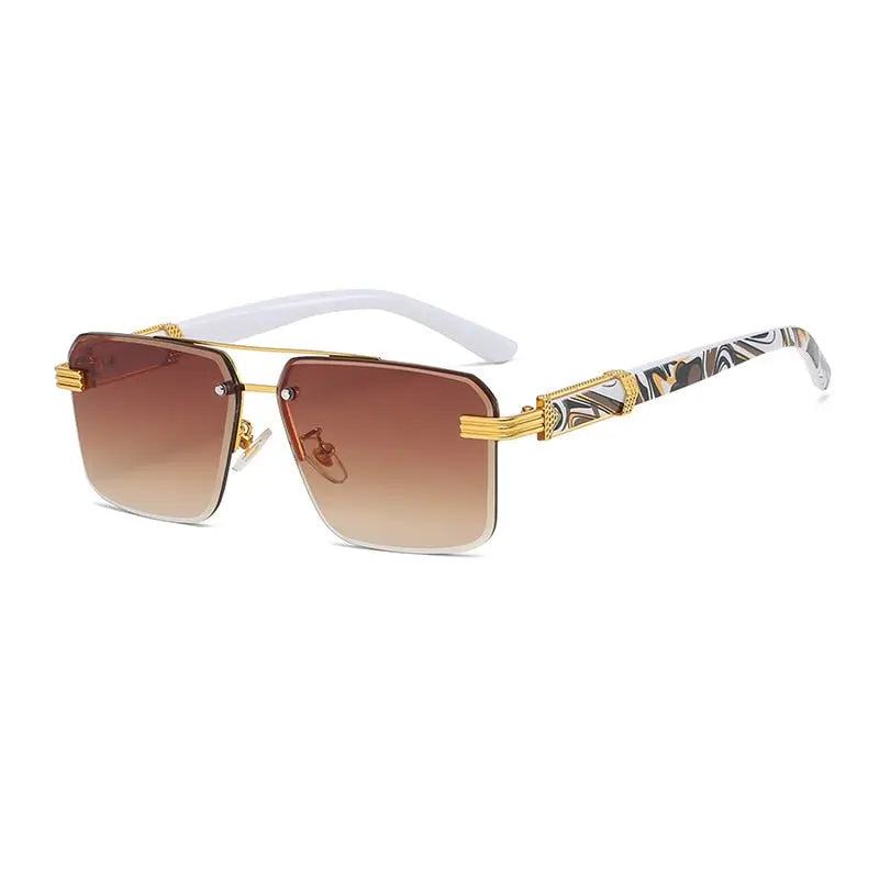Avontic Vintage Small Square Marble Grain Women's Sunglasses - Avontic