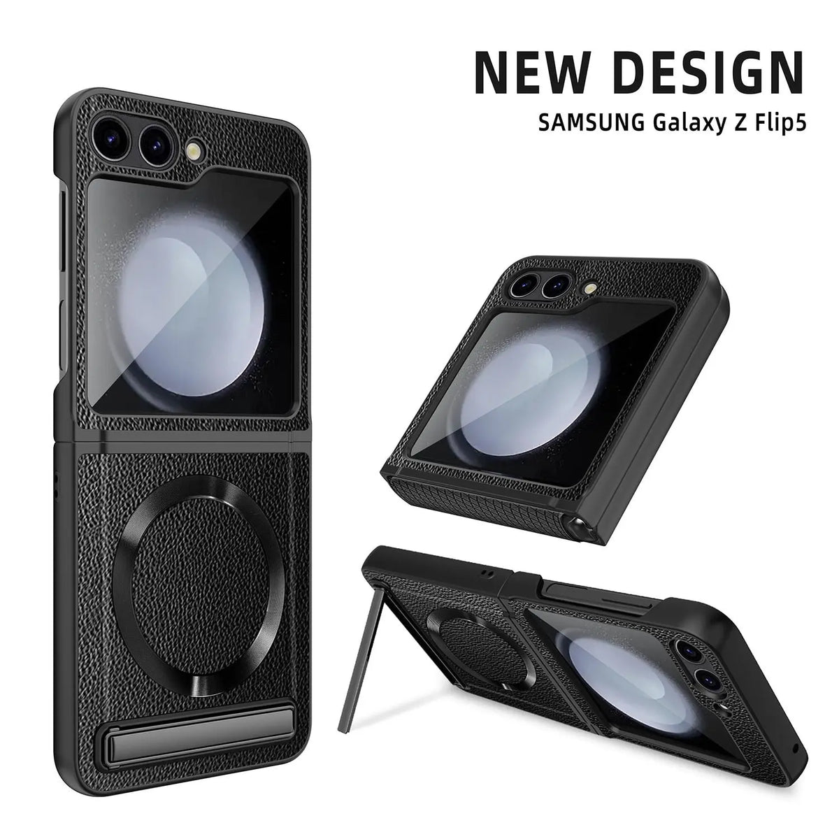 ElegantKick Leather MagSafe Compatible Phone Case for Samsung Galaxy Z Flip 5 Avontic