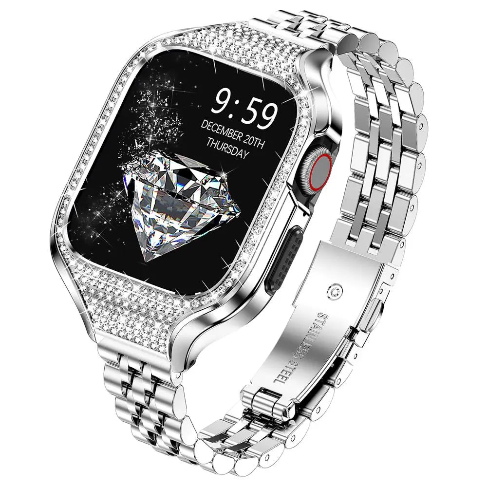 Diamond Steel Elite Case and Stainless Steel Band for Apple Watch - Avontic