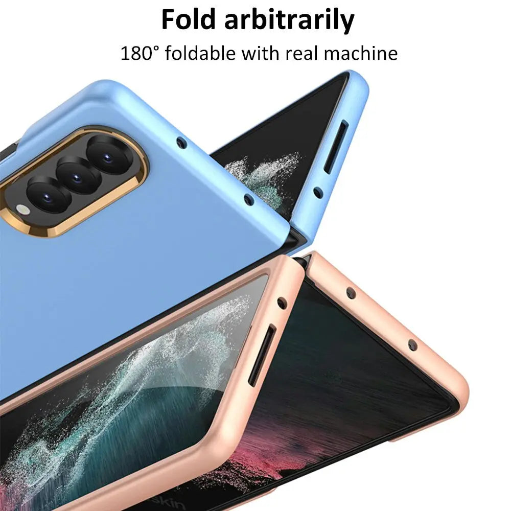 For Samsung Galaxy Z Fold 4 Ultra Thin Color Contact Lens Plated Metal Frame All-inclusive Protection Folding Cell Phone Cover - Pinnacle Luxuries