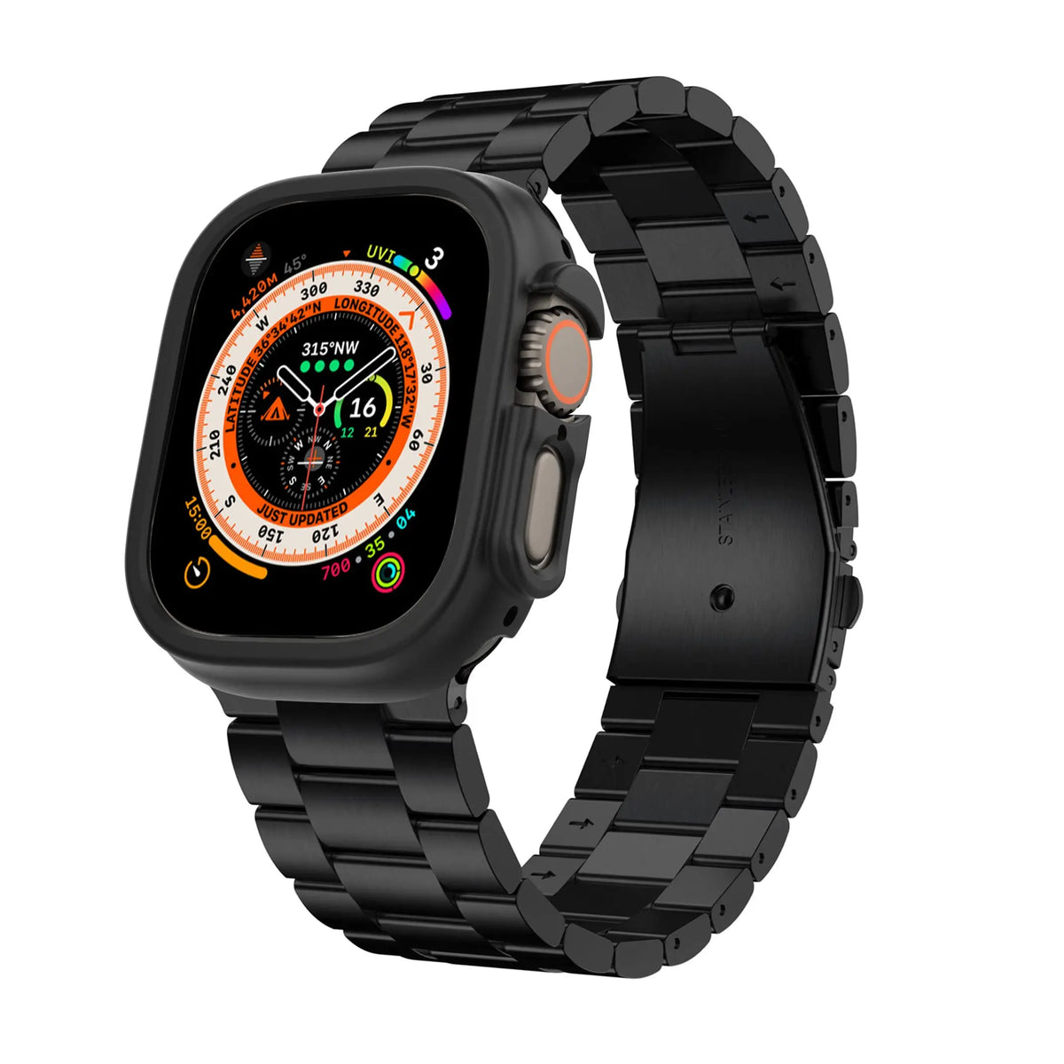 Case+Strap For Apple Watch Band 49mm PC cover Rugged bumper+Stainless Steel watchband correa blacelet belt iwatch band Ultra 49 - Avontic