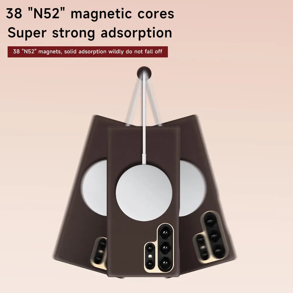 Original Genuine for Samsung Galaxy S23 Ultra Leather Magnetic Case Wireless Charging Cover For Samsung galaxy S23+ Magnet Case - Pinnacle Luxuries