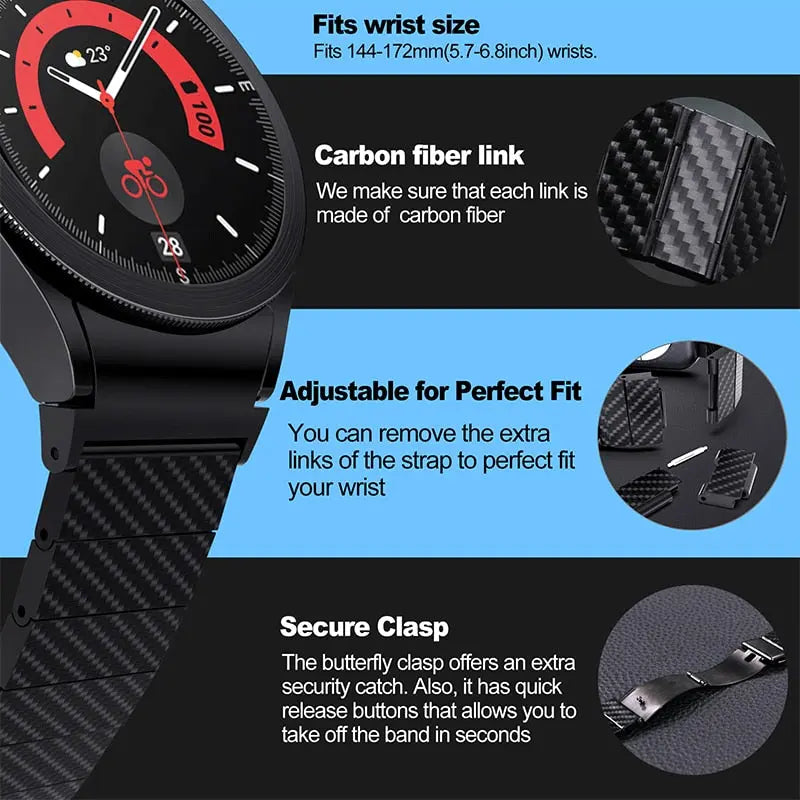 Pinnacle Phantom Carbon Fiber Band For Samsung Galaxy Watch 5 / 5 Pro - Pinnacle Luxuries