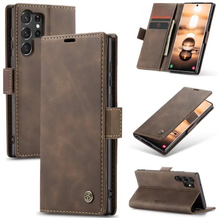 Pinnacle Premium Leather Wallet Case Samsung Galaxy S23 Ultra - Pinnacle Luxuries
