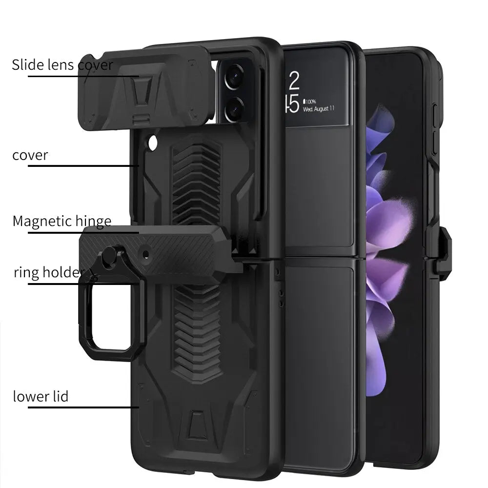 Pinnacle 360 Armor Magnetic Hinge Ring Case For Samsung Galaxy Z Flip 3& 4 - Pinnacle Luxuries