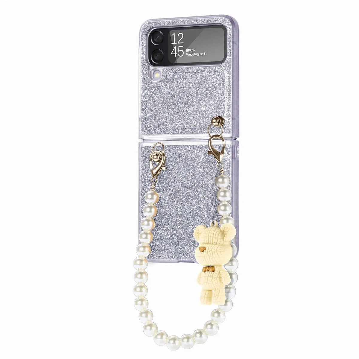 Pearl Chain Bear Case For Samsung Galaxy Z Flip 4 - Avontic