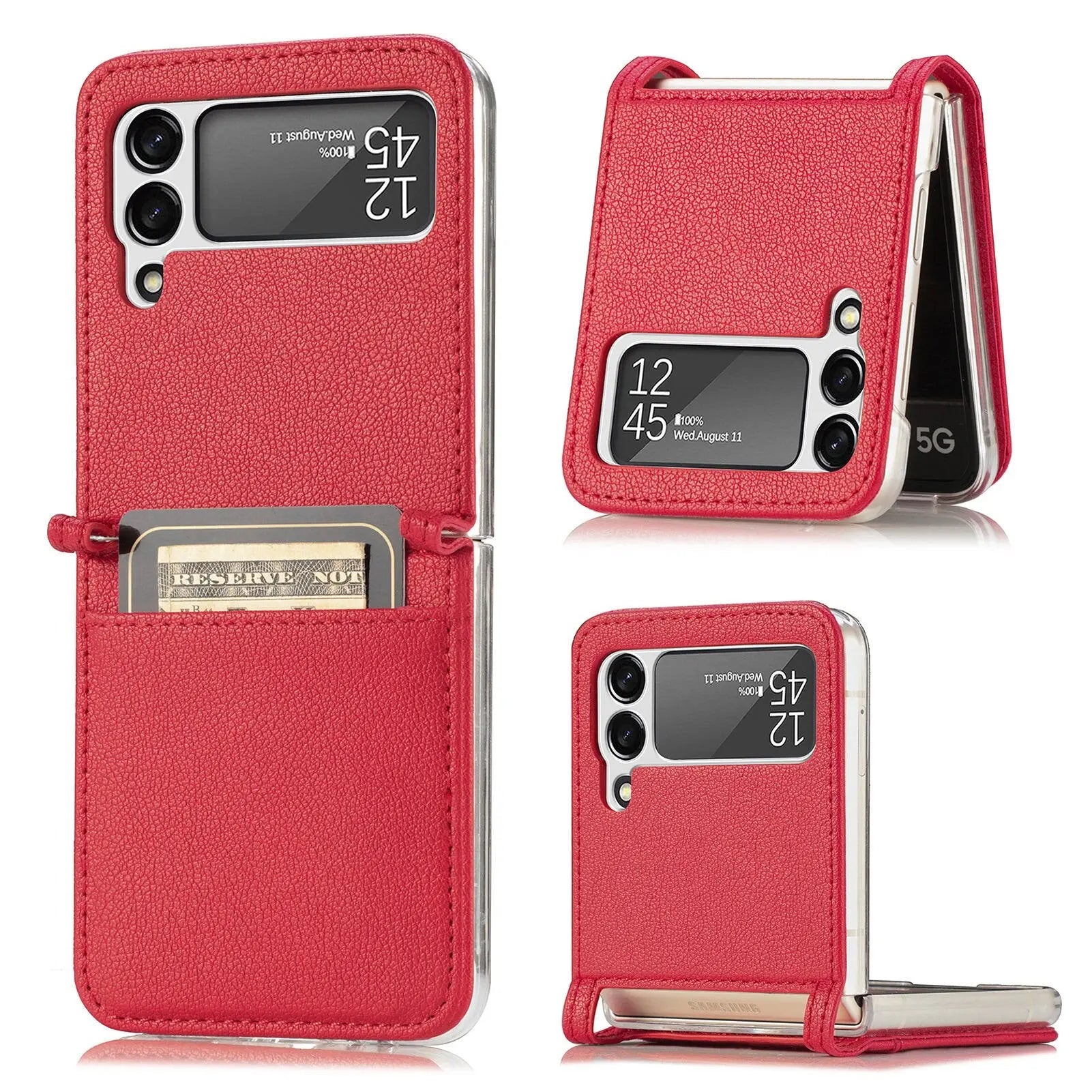 Premium Leather Card Holder Case For Samsung Galaxy Z Flip Phone - Pinnacle Luxuries