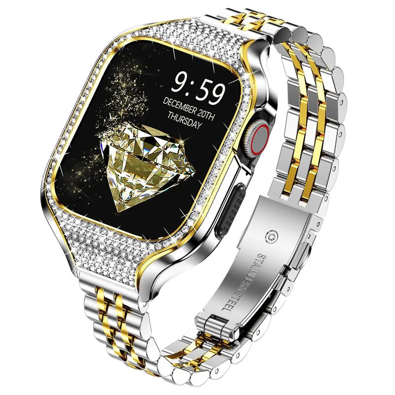 Diamond Steel Elite Case and Stainless Steel Band for Apple Watch - Avontic